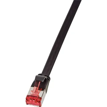 Datový kabel LogiLink CF2013S RJ45 síťové kabely, propojovací kabely CAT 6 U/FTP 0.25 m černá pozlacené kontakty 1 ks