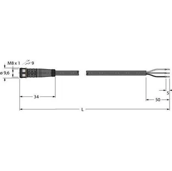 Turck PKG3M-2/TXL připojovací kabel pro senzory - aktory, 6625550, piny: 3, 2 m, 1 ks