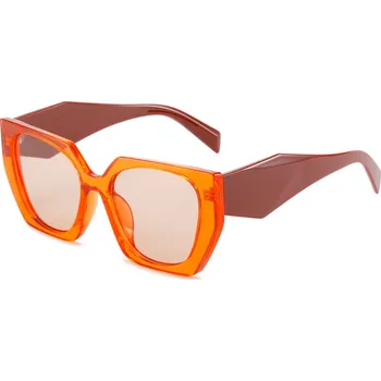 Sluneční brýle Techsuit - Sluneční brýle (3967) - pro ženy, PC rám a čočky - oranžová / hnědá / šampaňská
