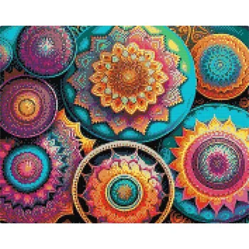 Diamantové malování Diamantové malování - Mandala, květinový vzor Velikost: 40x50cm, Rámování: Pouze srolované plátno, Diamanty: Čtvercové