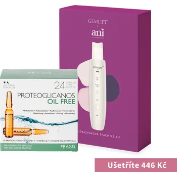 Elektrický čistič pleti GemLift x Ani Ultrazvuková špachtle 4v1 + Bezolejové ampule – Oil Free 24 ks