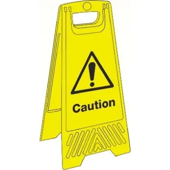 Značení Tabulka nebezpečí a varování, PVC, Černá/žlutá text: Caution Angličtina Obecné nebezpečí Skládací značka