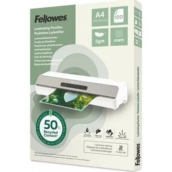 Kancelářské potřeby Laminovací fólie "Light", 80 mikronů, A4, matná, recyklovaný, 100 ks, FELLOWES 100143435