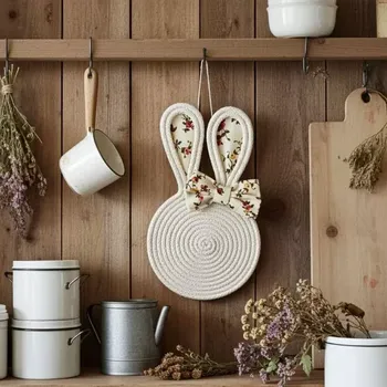 Velikonoční dekorace Zajíček s květovanou mašlí (velikonoční dekorace)