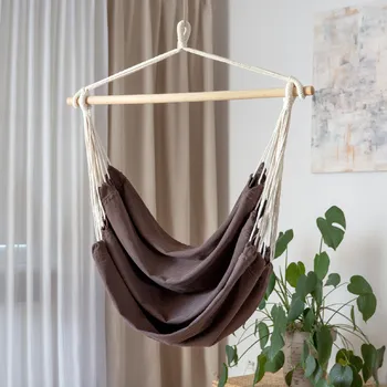 Závěsné křeslo Hnědé závěsné houpací brazilské křeslo 150 x 90 cm PATIO 47548