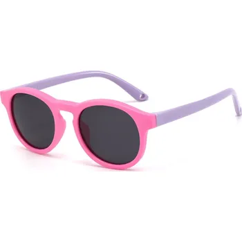 Sluneční brýle Techsuit - Sluneční brýle polarizační (8308-C42) - pro děti, kulatý tvar, s páskem - růžová / fialová