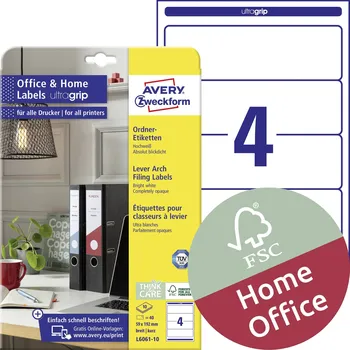 Kancelářská technika Avery-Zweckform štítky složek L6061-10 59 x 192 mm papír bílá trvalé 40 ks
