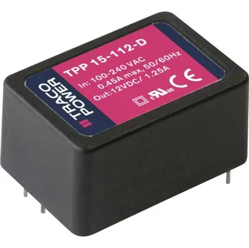 Měnič napětí TracoPower TPP 15-124-D spínaný síťový zdroj 24 V/DC 0.62 A 15 W