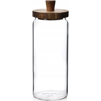 Sklenice Skleněná zavařovací sklenice MODERN KITCHEN 1350 ml s akáciovým víčkem