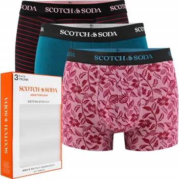 Pánské oblečení SCOTCH&SODA Pánské boxerky 3 kusy Bavlna Proužky Vzor Červená S