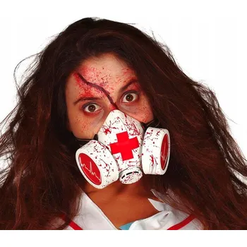 Karnevalová maska Plastová maska na obličej zombie červená