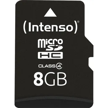Paměťová karta MicroSDHC karta Intenso Class 4 8GB s SD adaptérem - spolehlivá paměť