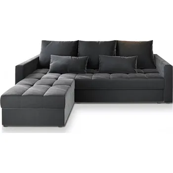 Pohovka AKCE Tmavě šedá rozkládací rohová pohovka ZENOVA 220x140 cm, oboustranná II. jakost PAROS 06