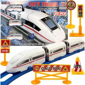 Vláček a vláčkodráha Hračka pro dítě, vlak na baterie, jezdící vlak, sada dopravních značek