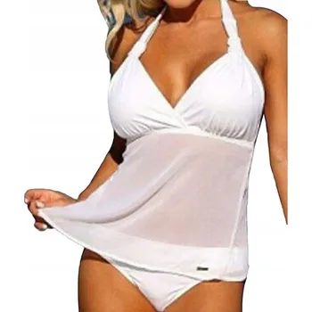 Dámské oblečení PLAVKY TANKINI TRIČKO BÍLÉ MODERNÍ XL