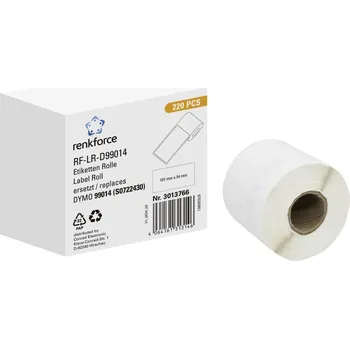 Kotouček do pokladny a tiskárny štítků Renkforce etikety v roli kompatibilní náhradní DYMO DYMO 99014 101 x 54 mm papír bílá 220 ks trvalé přepravní štítky RF-6027532