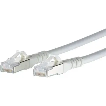 Datový kabel Metz Connect 130845A088-E RJ45 síťové kabely, propojovací kabely CAT 6A S/FTP 10.00 m bílá s ochranou 1 ks