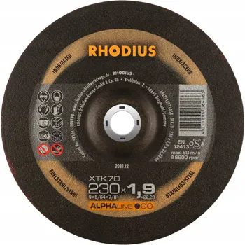 Řezný kotouč Rhodius 208122 | Řezný kotouč 230 x 1,9 x 22,23 mm, XTK70, vypouklý
