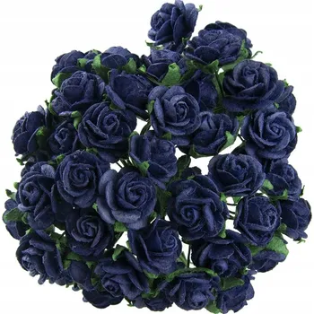 umělá květina PAPÍROVÉ KVĚTY RŮŽE tmavě modré 10mm 50 Ks