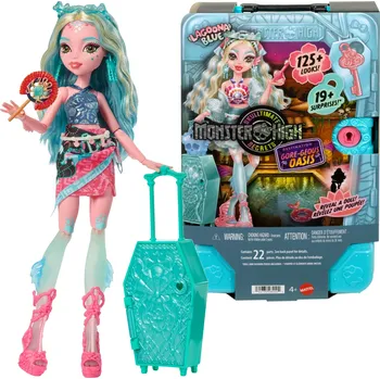 Panenka Monster High Lagoona Blue – kufřík s tajemstvími a doplňky 28 cm