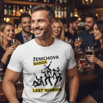 Pánské tričko STRIKER Tričko na rozlučku se svobodou last mission Barva: Bílá, Velikost: XL