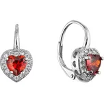 Stříbrné náušnice srdce se zirkony 11649.3 garnet