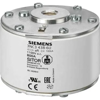 Autopojistky Pojistka s koncovými kontakty ve tvaru čtverce 1kA velikost NH3 aR Siemens 1kV