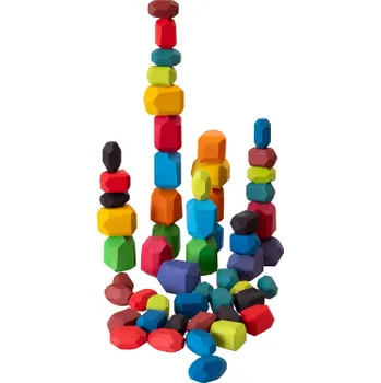 ostatní stavebnice Betzold dřevěné balanční kameny – drahokamové stavební bloky (18 ks)