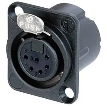 Elektrická zásuvka Neutrik NC6FD-LX-B-CON XLR konektor přírubová zásuvka, rovná Pólů: 6 černá 1 ks
