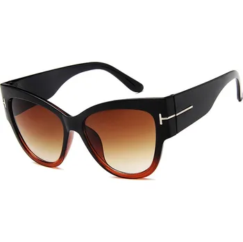 Sluneční brýle Techsuit - Sluneční brýle (9778) - pro ženy s PC obroučkou a čočkami, kočičí oči - černá/hnědá