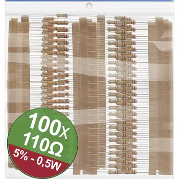 Rezistor Quadrios 22P110 22P110 sada uhlíkových rezistorů 100 Ω axiální 0.5 W 5 procent 1 sada