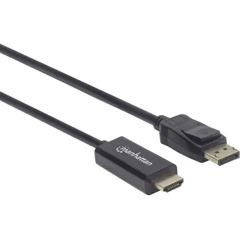 Audio kabel Manhattan DisplayPort / HDMI kabelový adaptér Konektor DisplayPort, Zástrčka HDMI-A 1.80 m černá 153201 Kabel DisplayPort