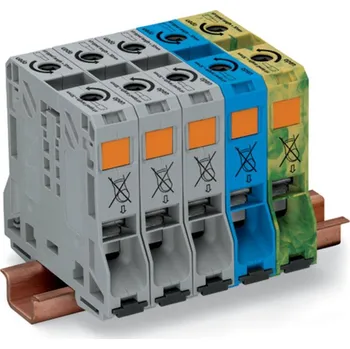 WAGO 285-159 třífázová svorka 20 mm pružinová svorka šedá, modrá, zelená, žlutá 1 ks