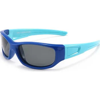 Sluneční brýle Techsuit - Sluneční brýle polarizační (800-C28) - pro děti, sportovní typ, flexibilní - tmavě modré / nebesky modré