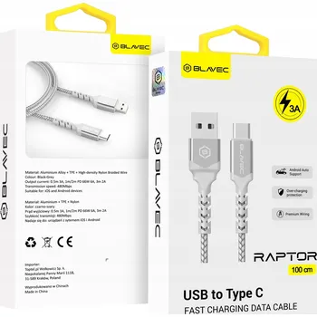 Datový kabel Kabel Blavec USB - USB typ C, 1 m, černý