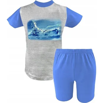 Chlapecké pyžamo CHLAPECKÉ BAVLNĚNÉ PYŽAMO KRÁTKÝ RUKÁV KRÁTKÉ KRAŤASY LETNÍ POTISK 146