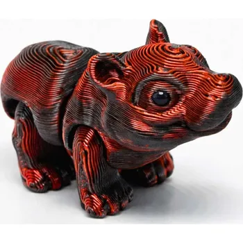 Figurka Flexi 3D miniaturka hrocha z 3D tiskárny | Svíčkománie3D | Barva: Červeno-černá lesklá
