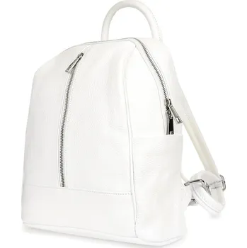 Městský batoh Bílý Italský Kožený Batoh A4 dámský prostorný pevný C78 bílý