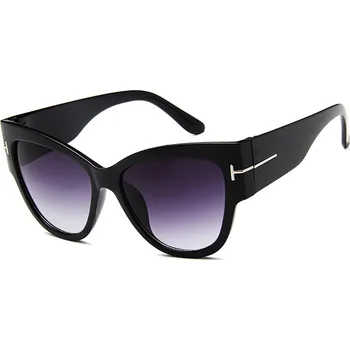 Sluneční brýle Techsuit - Sluneční brýle (9778) - pro ženy s PC obroučkou a čočkami, kočičí oči - černé / gradientní šedé