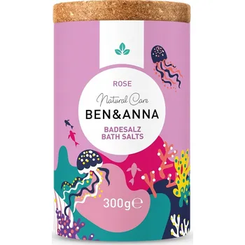 Koupelová sůl Ben&Anna, sůl do koupele Rose - růže, Cosmos Natural, Vegan, 300 g