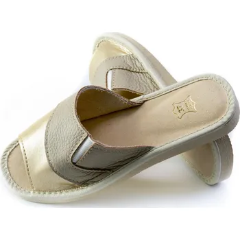 Dámské pantofle Dámské otevřené PANTOFLE zlaté kožené SANDÁLE MAXIMUS , vel. 39