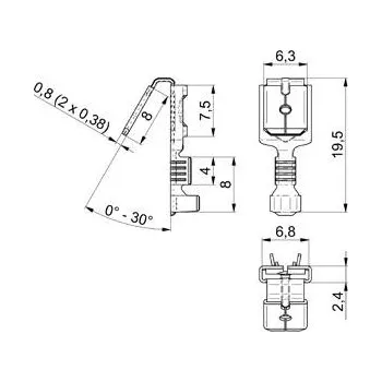 Vogt Verbindungstechnik 3838an.67 faston rozbočovač s odbočkou Šířka zástrčky: 6.30 mm Tloušťka konektoru: 0.80 mm bez izolace 250 ks