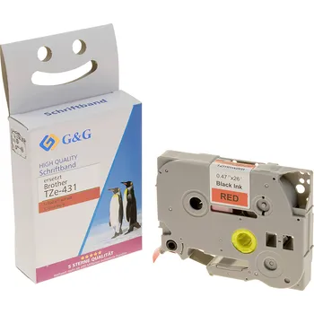 Kotouček do pokladny a tiskárny štítků páska do štítkovače G a G BB-B-G-431 kompatibilní náhradní Brother TZe-431 Barva pásky: červená Barva písma: černá 12 mm 8 m