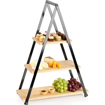 Třípatrová bambusová etažér 53 cm