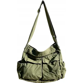 Zelená plátěná taška crossbody