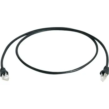 Datový kabel Telegärtner 100008033 RJ45 síťové kabely, propojovací kabely CAT 6A S/FTP 0.25 m černá samozhášecí, bez halogenů, UL certifikace 1 ks