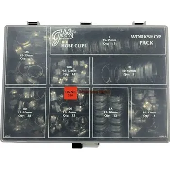 hadicová spona Sada spon tvaru P, počet kusů: 143, Nerezová ocel Hadicová spona 9.5 → 12mm a vnitřní prům. 30 → 40mm