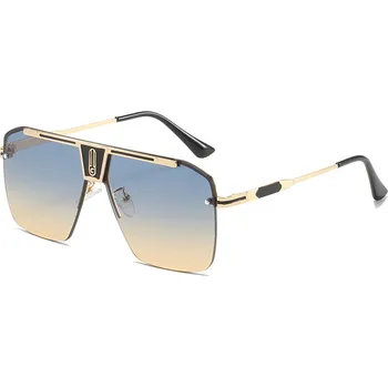 Sluneční brýle Techsuit - Sluneční brýle (2576) - pro muže s hliníkovým rámem, nadměrné velikosti - zlaté / zelené / hnědé