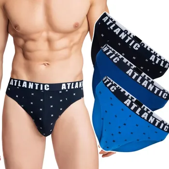 Pánské oblečení Pánské slipy 3-BALENÍ Sportovní bavlněné Slipy ATLANTIC 3MP-090 - XXL