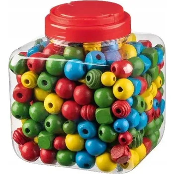 Dětské navlékací korálky CRELANDO Dřevěné korálky pro ruční výrobu šperků (29/G-346)